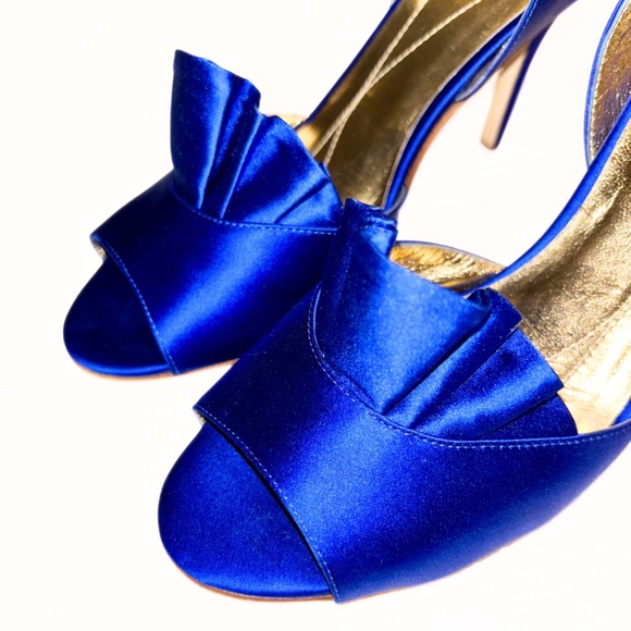 Kate Spade Chrisette Cobalt Blue Satin Heels Size 8 - Picture 3 of 7
